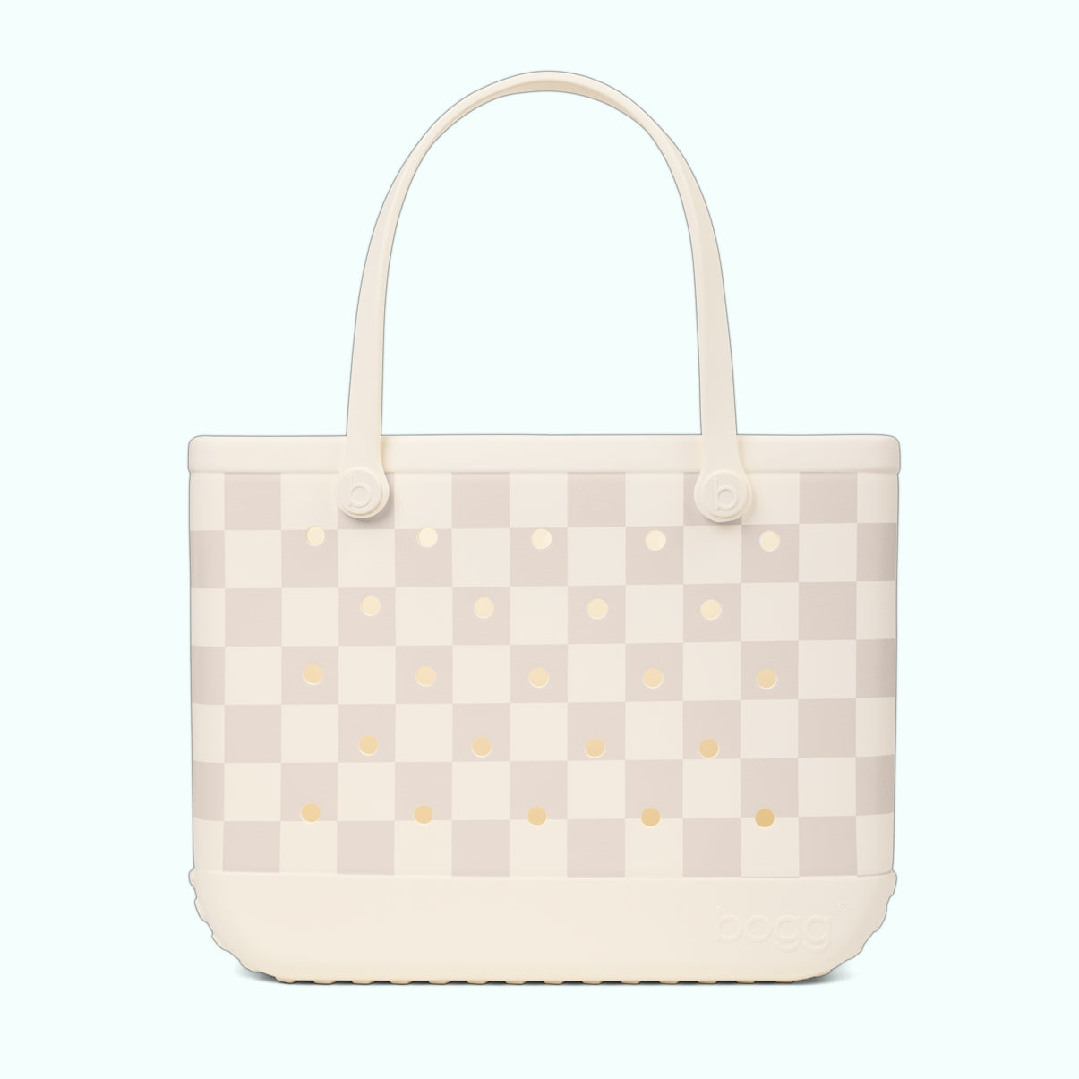 Original Bogg Bag Checkered Coconut/Mushroom Beach Club Waterproof Tote Portable Waterproof Easy Maintenance Surface for Family Trips
