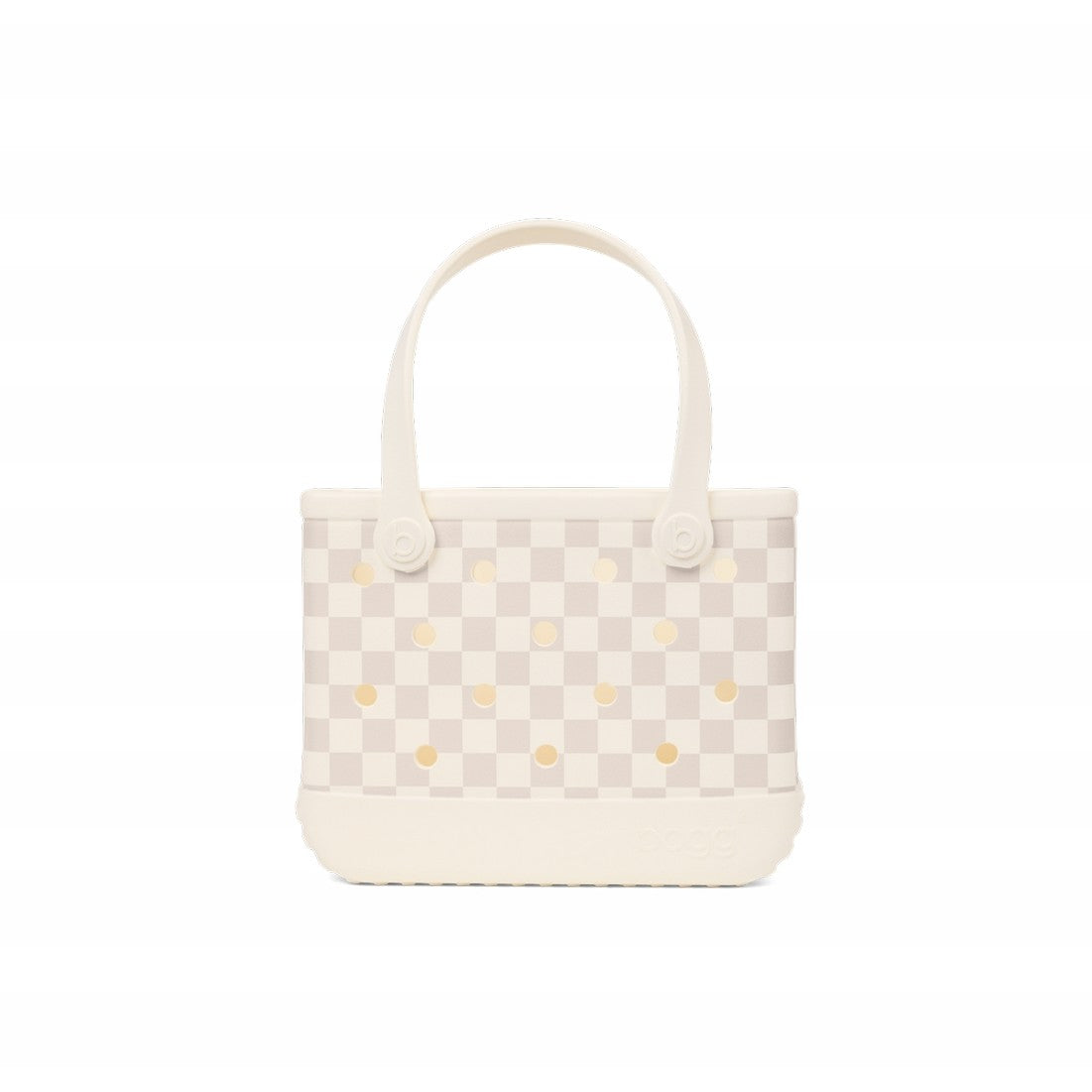 Bitty Bogg Bag Checkered Coconut/Mushroom Beach Club Waterproof Tote Functional Tip Resistant Extra Wide Opening for Pool Activities