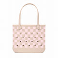Baby Bogg Bag Checkered Linen/ Pink Marshmallow Family Fun Day Tote Premium Easy Clean Waterproof Phone Pouch Included for Outdoor Sports