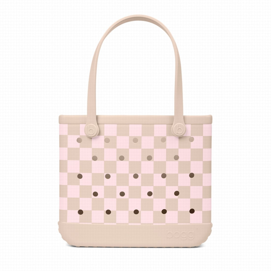 Baby Bogg Bag Checkered Linen/ Pink Marshmallow Family Fun Day Tote Premium Easy Clean Waterproof Phone Pouch Included for Outdoor Sports
