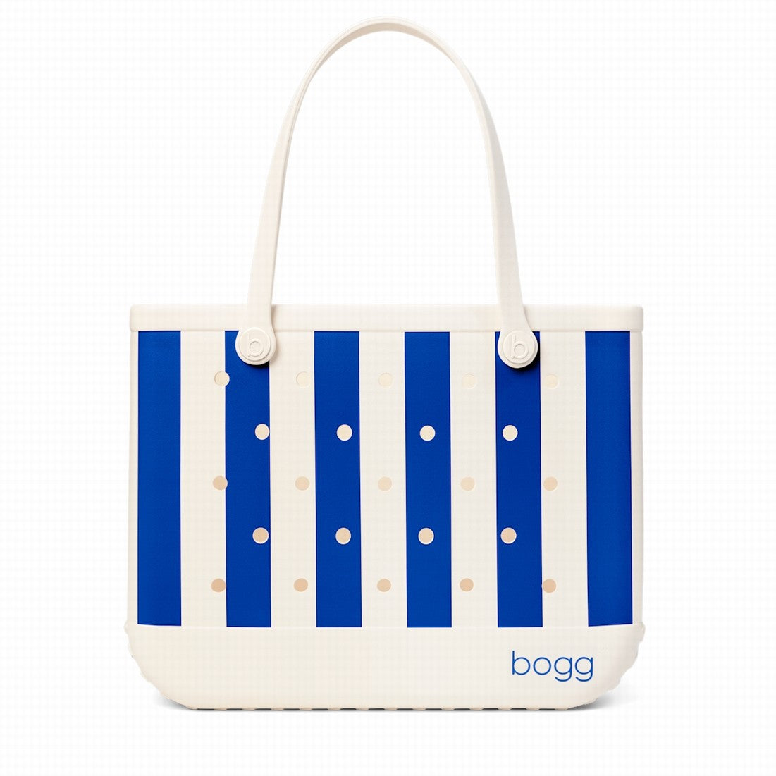 Original Bogg Bag Mykonos Blue Stripe Water Sports Travel Tote Washable Tip Resistant with Spacious Interior for Camping Trips Travel Organizer Vacation Essentials for Women