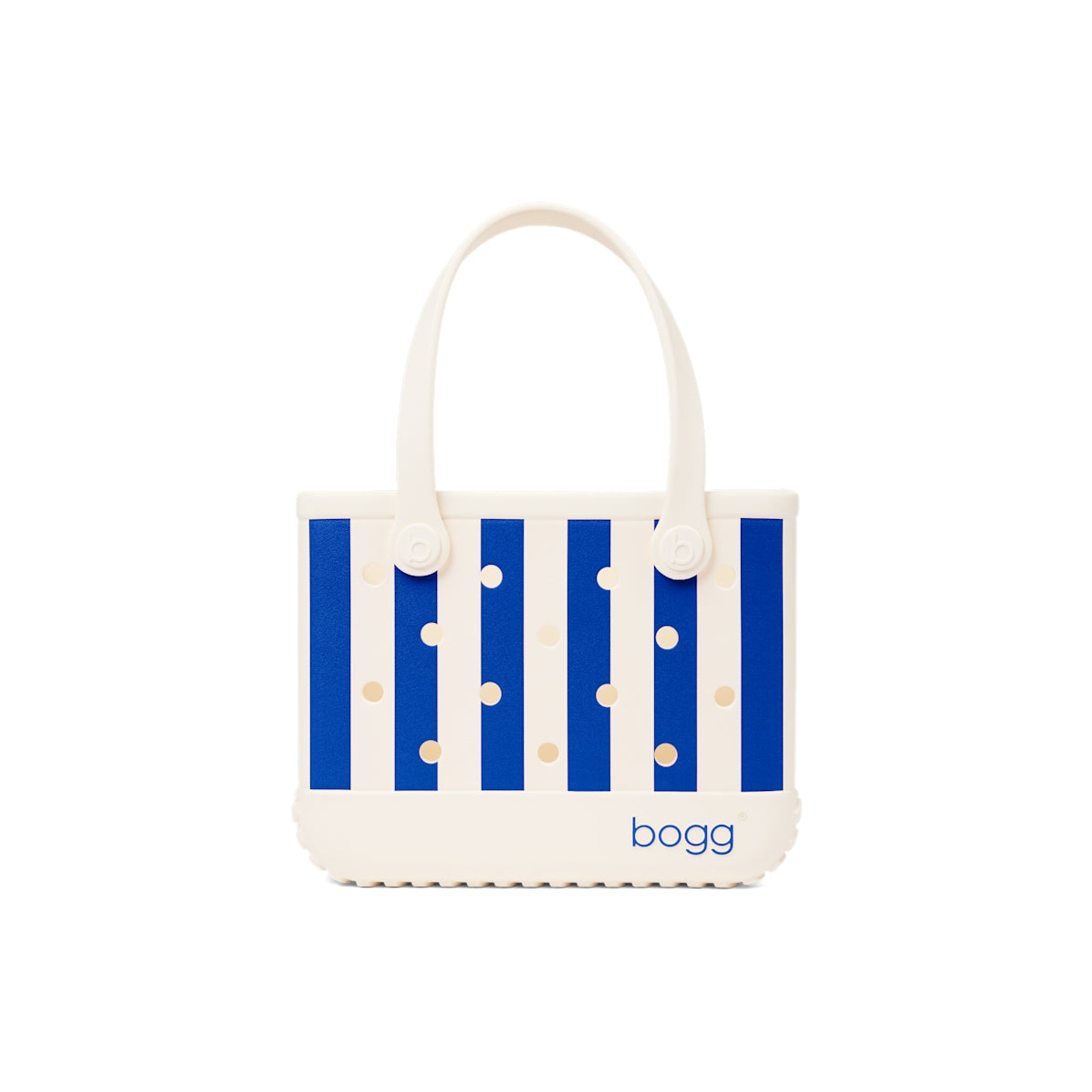 Bitty Bogg Bag Mykonos Blue Stripe Sunny Getaway Carryall Modern Waterproof Deep Storage Interior for Resort Vacations
