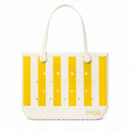 Original Bogg Bag Limoncello Yellow Stripe Sand Resistant Beach Storage Bag Durable Sandproof with Travel Accessory Pouch for Boat Trips Travel Organizer Vacation Essentials for Women