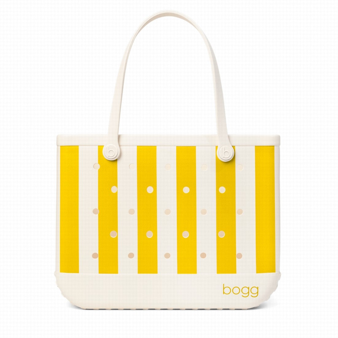 Original Bogg Bag Limoncello Yellow Stripe Sand Resistant Beach Storage Bag Durable Sandproof with Travel Accessory Pouch for Boat Trips Travel Organizer Vacation Essentials for Women