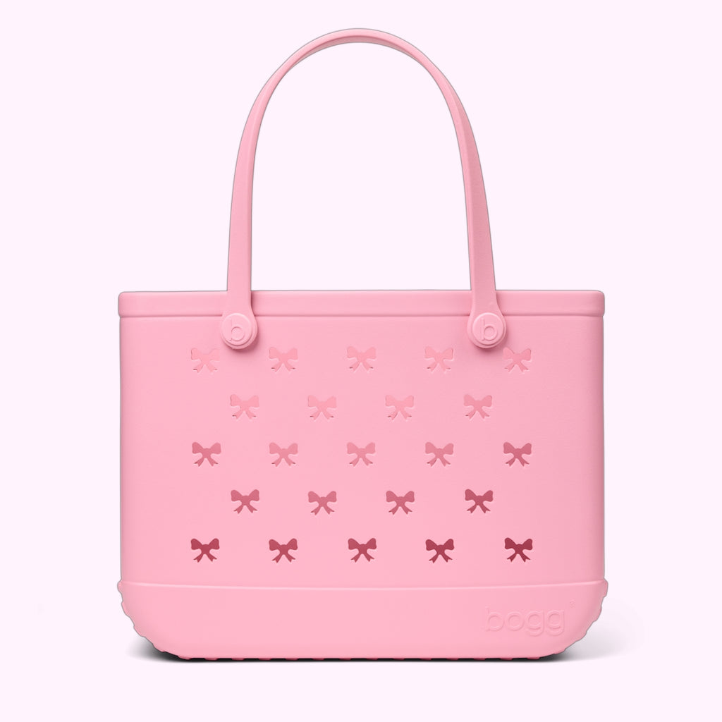 Original Bogg Bag Bubblegum Bows Premium EVA Pool Bag Durable Lightweight with Makeup Bag for Beach Vacation Travel Organizer Vacation Essentials for Women