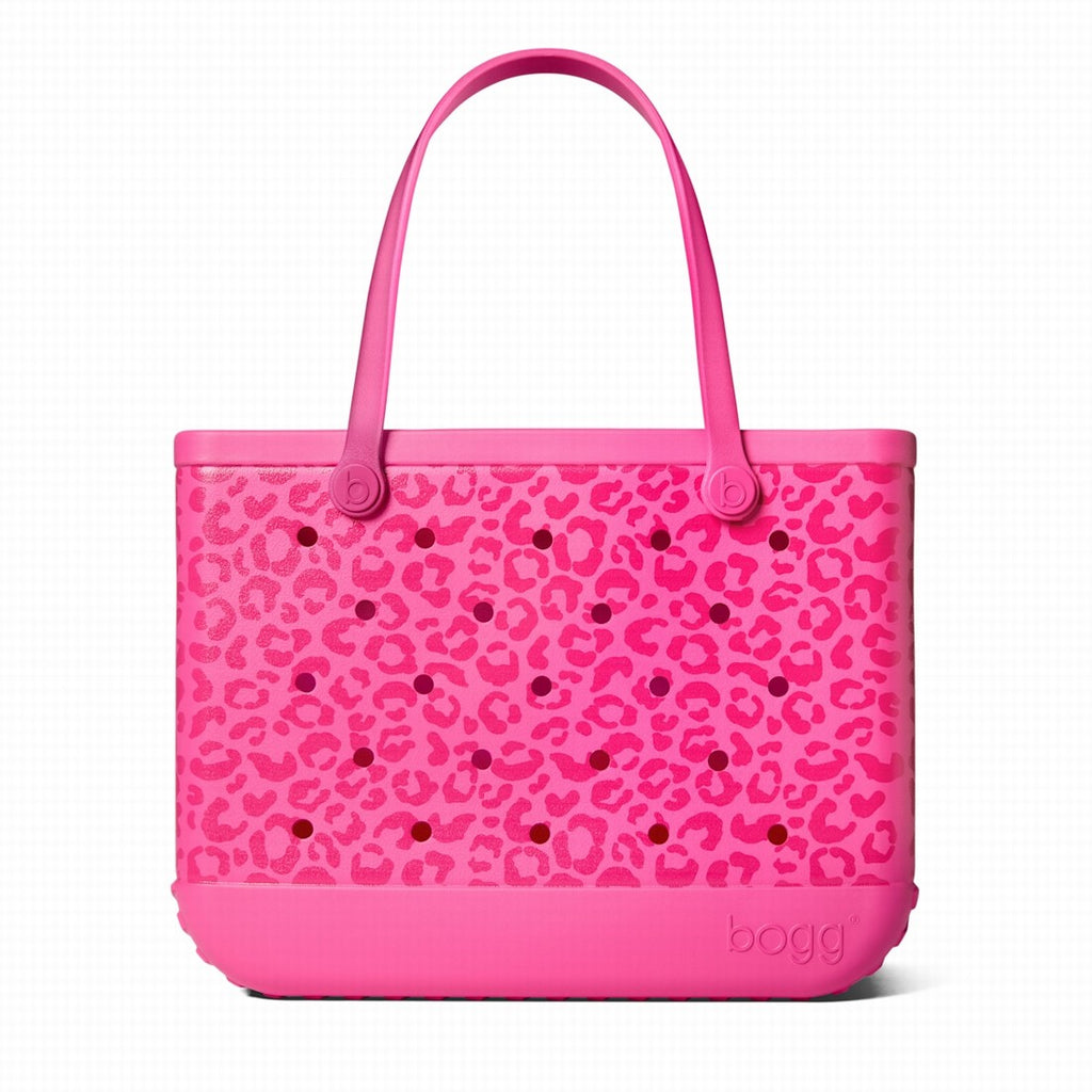 Original Bogg Bag Purrr fectly Pink Leopard Boat Trip Waterproof Tote Tip Resistant Large Capacity with Travel Accessory Pouch for Boat Trips Travel Organizer Vacation Essentials for Women