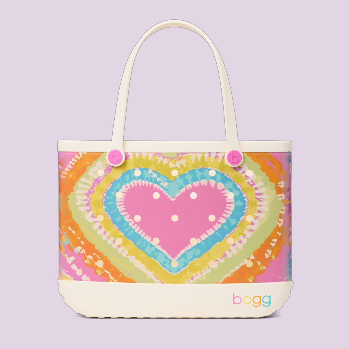 Original Bogg Bag Dye licious Heart Pink Taffy Sand Resistant Beach Storage Bag Tip Resistant Tip Resistant with Spacious Interior for Beach Vacation Travel Organizer Vacation Essentials for Women