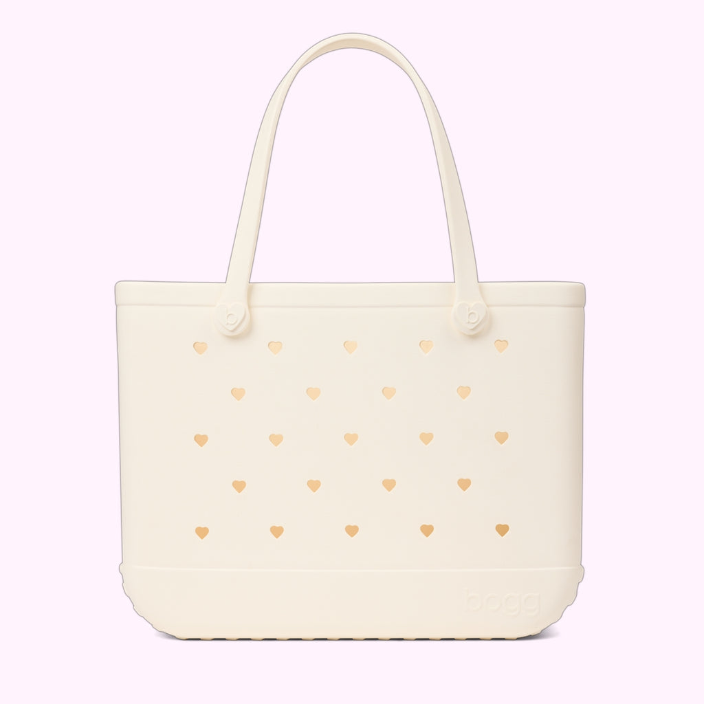 Original Bogg Bag Cut Out Heart Coconut Sunny Getaway Carryall Modern Tip Resistant Easy Maintenance Surface for Cruise Travel
