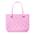 Original Bogg Bag Quilted Pink Taffy Family Beach Day Carryall Durable Oversized with Easy Clean Surface for Picnic Days Travel Organizer Vacation Essentials for Women
