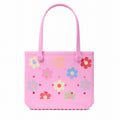 Baby Bogg Bag Happy Flowers Lightweight Waterproof Carryall Easy Clean Large Capacity with Non Slip Bottom for Yacht Excursions Travel Organizer Vacation Essentials for Women