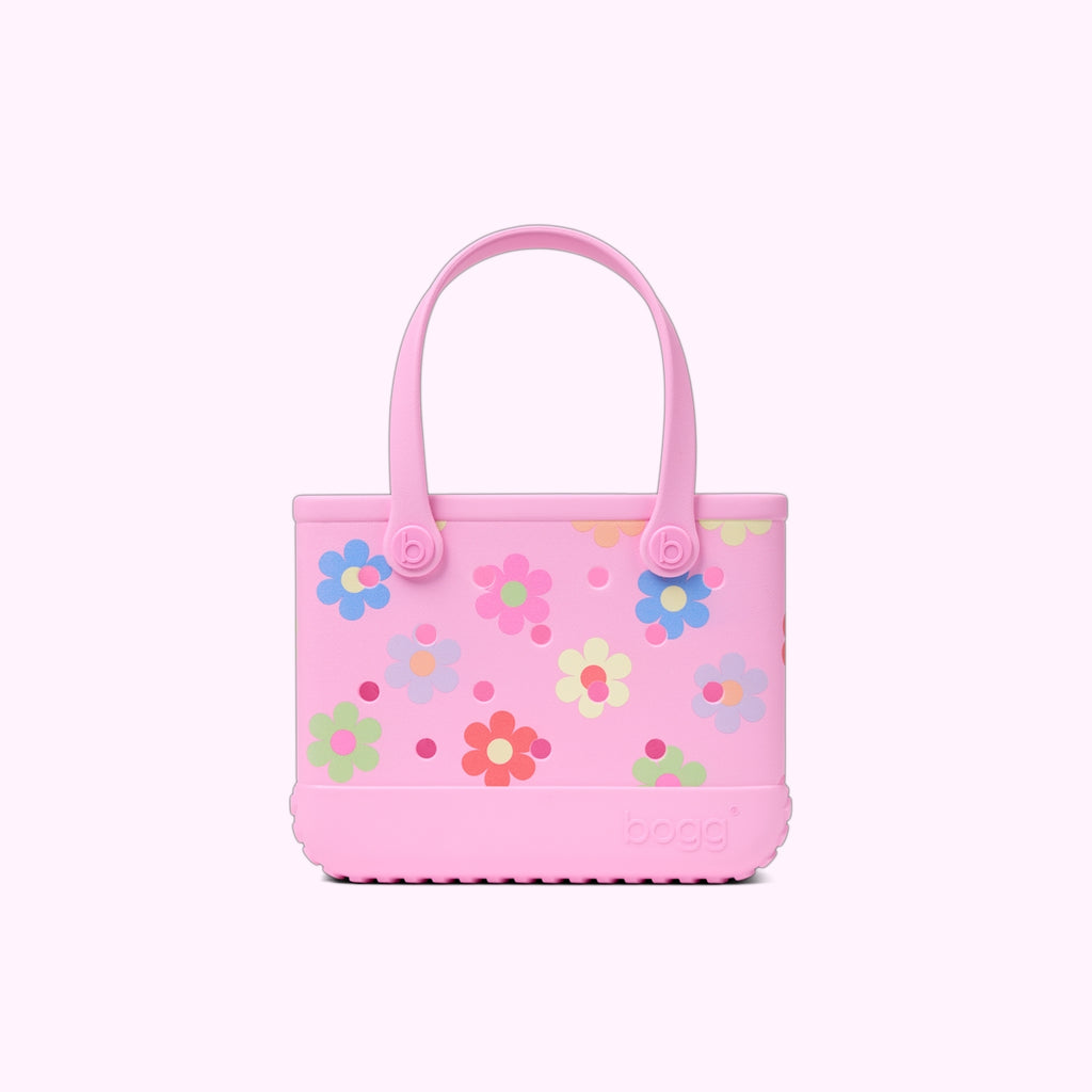 Bitty Bogg Bag Happy Flowers Tropical Resort Beach Bag Lightweight Large Capacity Adjustable Shoulder Strap for Weekend Travel