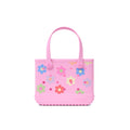 Bitty Bogg Bag Happy Flowers Women's Waterproof Beach Tote Oversized Oversized with Spacious Interior for Resort Holidays Travel Organizer Vacation Essentials for Women