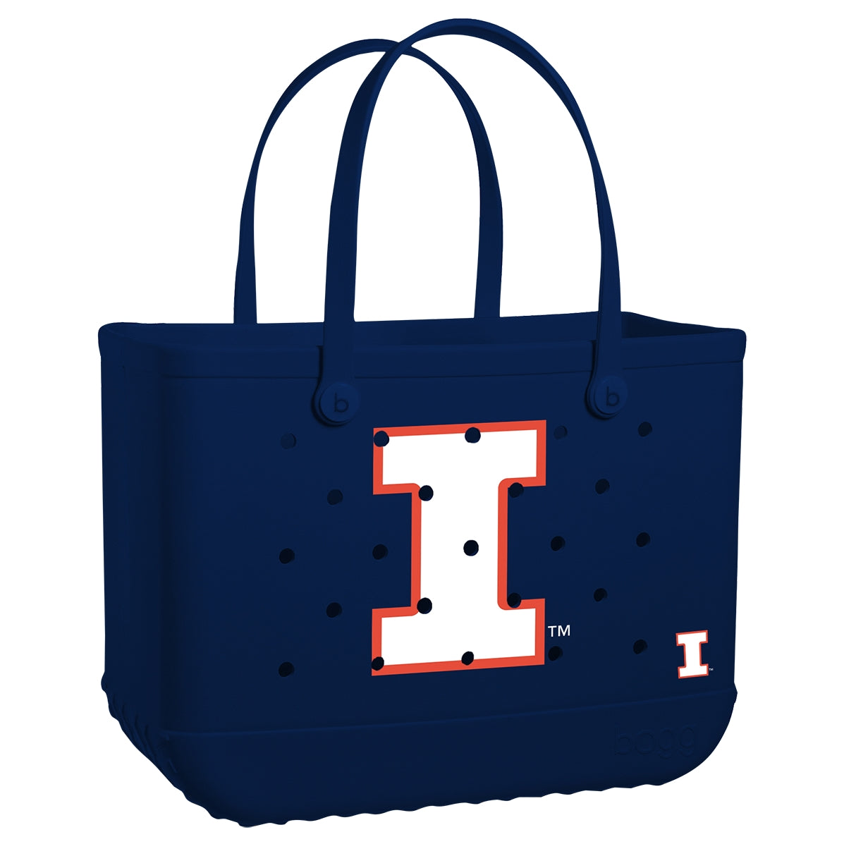 Original Bogg Bag Illinois Fighting Illini Waterproof EVA Beach Tote Bag Travel Friendly Lightweight with Travel Accessory Pouch for Camping Trips Travel Organizer Vacation Essentials for Women