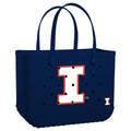 Original Bogg Bag Illinois Fighting Illini Waterproof EVA Beach Tote Bag Sandproof Oversized with Travel Accessory Pouch for Resort Holidays Travel Organizer Vacation Essentials for Women