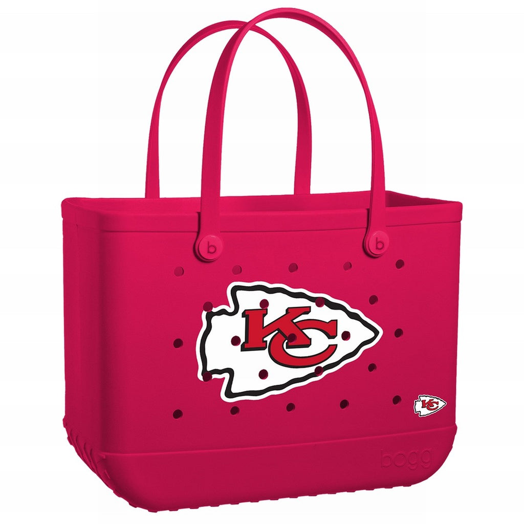 Original Bogg Bag Kansas City Chiefs Oversized Beach Travel Tote Easy Clean Tip Resistant with Makeup Bag for Pool Days Travel Organizer Vacation Essentials for Women