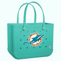 Original Bogg Bag Miami Dolphins Poolside Storage Carryall Tip Resistant Waterproof with Adjustable Shoulder Strap for Tropical Vacations Travel Organizer Vacation Essentials for Women