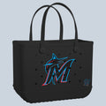 Original Bogg Bag Miami Marlins Lightweight Waterproof Carryall Easy Clean Large Capacity with Non Slip Bottom for Yacht Excursions Travel Organizer Vacation Essentials for Women
