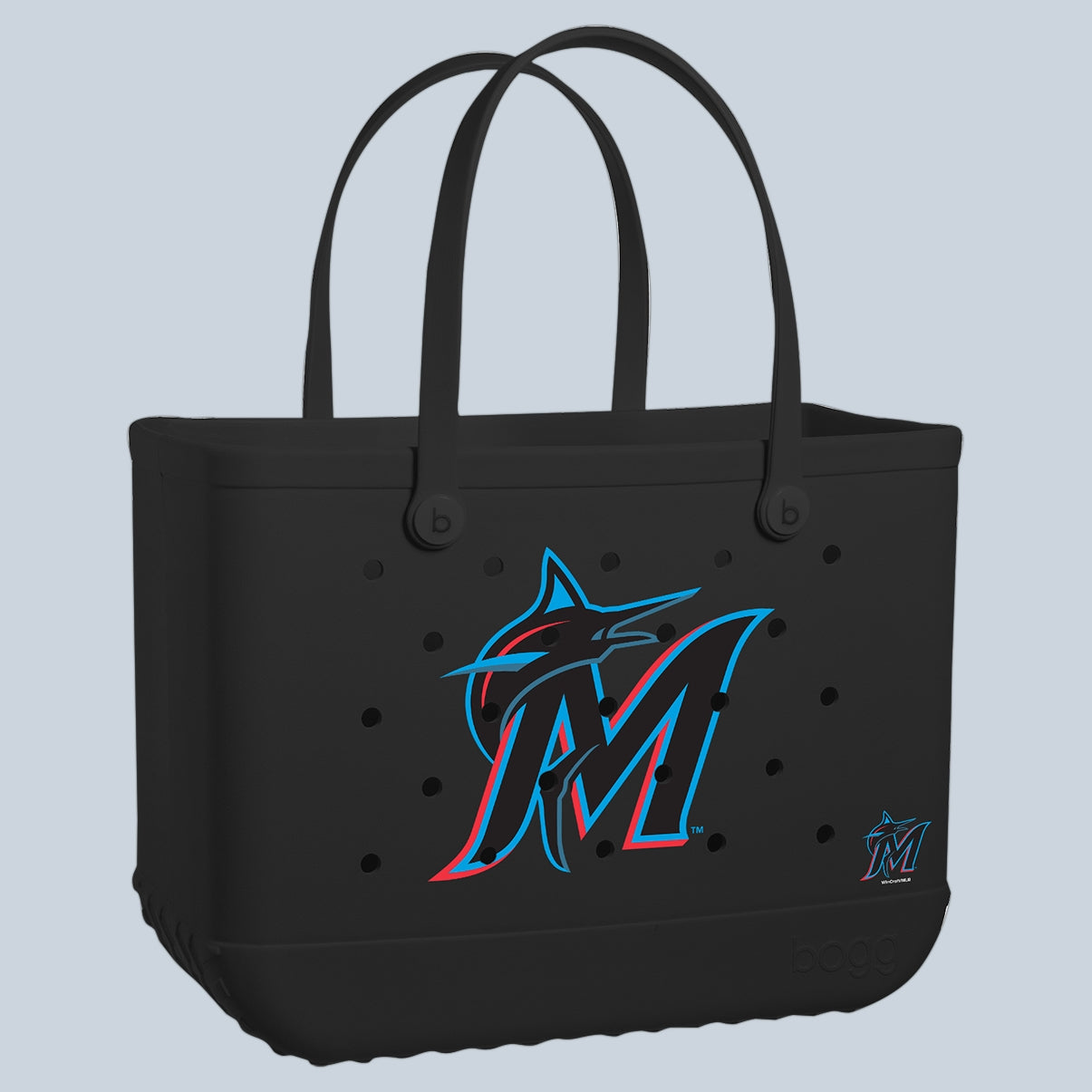 Original Bogg Bag Miami Marlins Lightweight Waterproof Carryall Easy Clean Large Capacity with Non Slip Bottom for Yacht Excursions Travel Organizer Vacation Essentials for Women