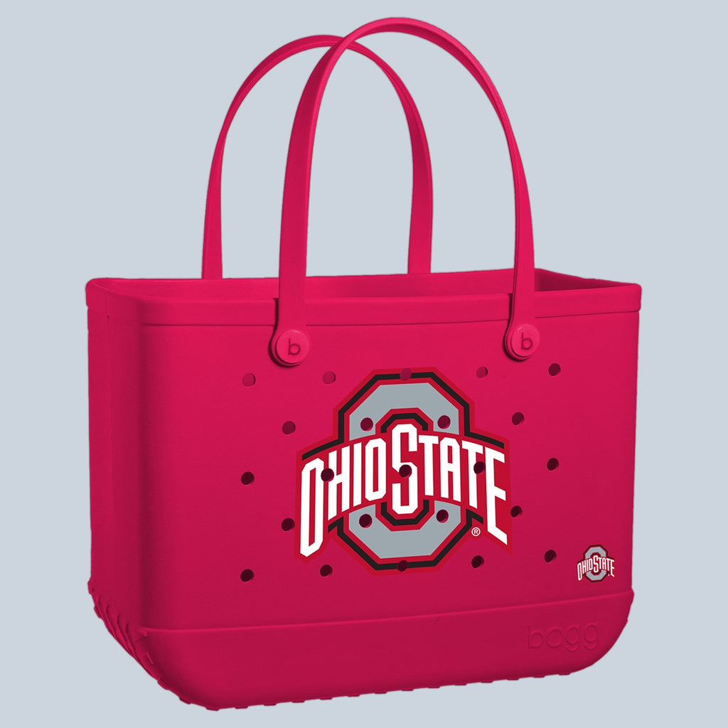 Original Bogg Bag Ohio State Buckeyes Family Size Beach Organizer Travel Friendly Oversized with Travel Accessory Pouch for Outdoor Adventures Travel Organizer Vacation Essentials for Women
