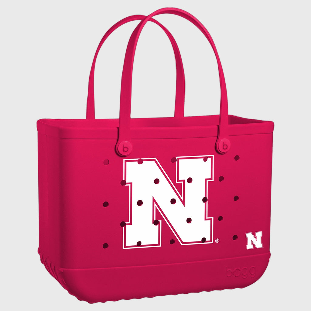 Original Bogg Bag Nebraska Cornhuskers Weekend Getaway Beach Bag Durable Waterproof with Spacious Interior for Pool Days Travel Organizer Vacation Essentials for Women