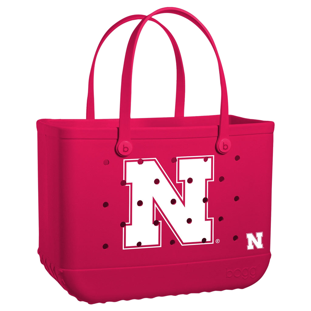 Original Bogg Bag Nebraska Cornhuskers Summer Beach Accessories Bag Waterproof Travel Friendly with Easy Clean Surface for Family Beach Days Travel Organizer Vacation Essentials for Women