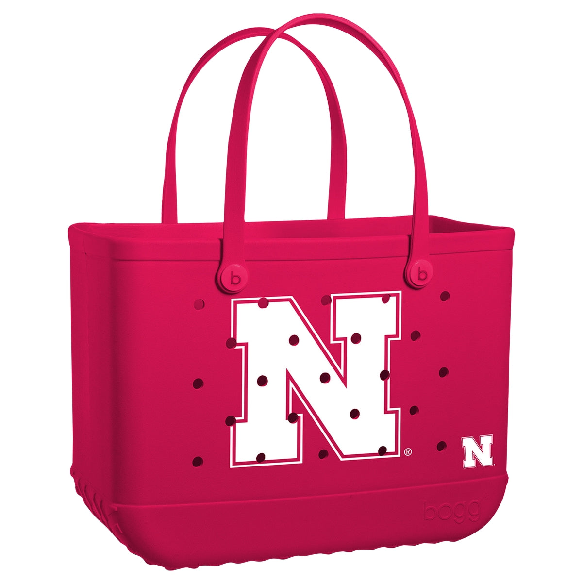 Original Bogg Bag Nebraska Cornhuskers Summer Beach Accessories Bag Waterproof Travel Friendly with Easy Clean Surface for Family Beach Days Travel Organizer Vacation Essentials for Women