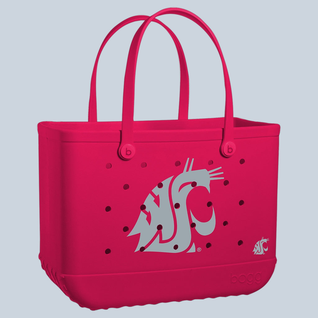 Original Bogg Bag Washington State Cougars Travel Friendly Beach Organizer Easy Clean Oversized with Waterproof Phone Pouch for Beach Vacation Travel Organizer Vacation Essentials for Women