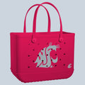 Original Bogg Bag Washington State Cougars Travel Friendly Beach Organizer Easy Clean Oversized with Waterproof Phone Pouch for Beach Vacation Travel Organizer Vacation Essentials for Women