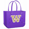 Original Bogg Bag Washington Huskies Boat Trip Waterproof Tote Easy Clean Easy Clean with Travel Accessory Pouch for Family Beach Days Travel Organizer Vacation Essentials for Women