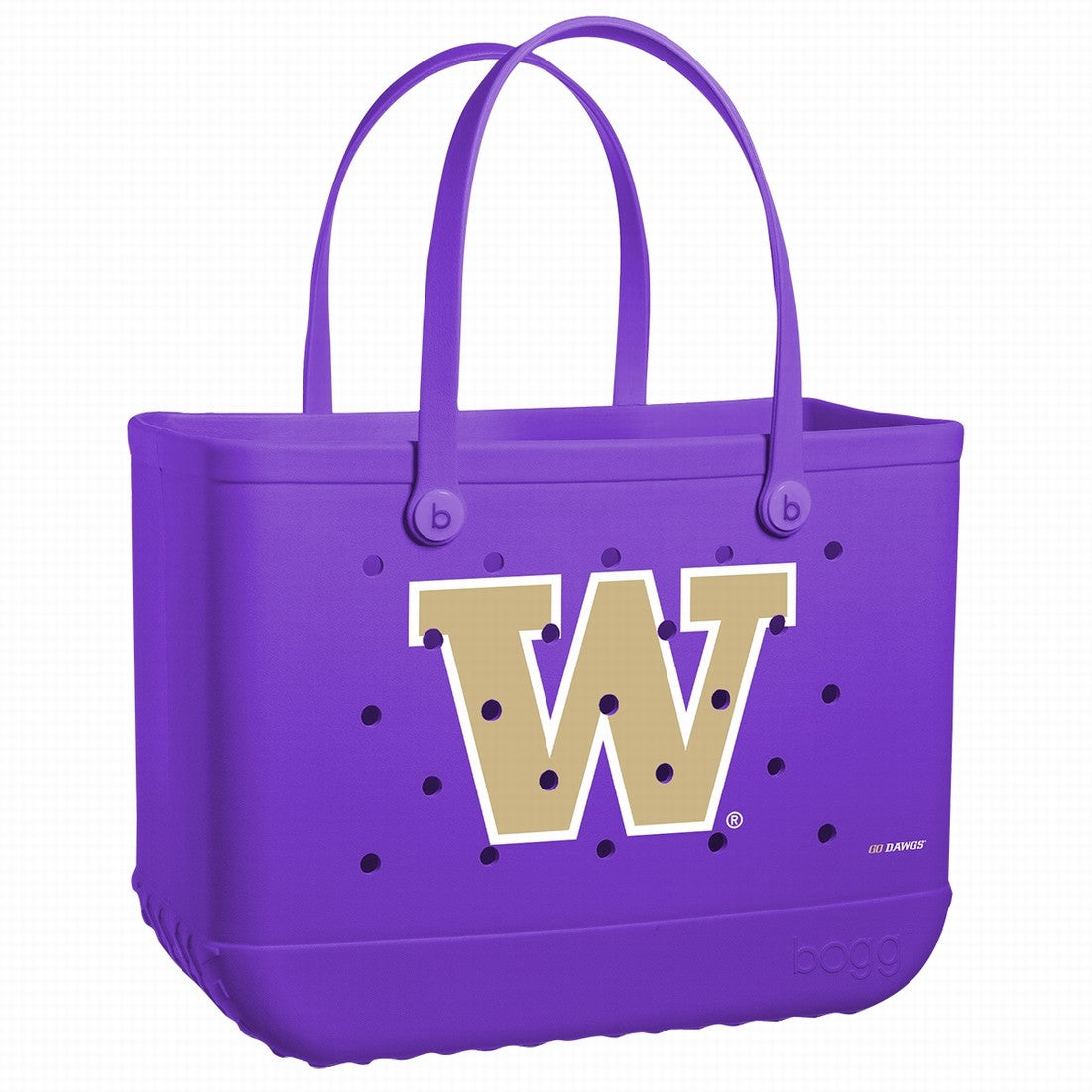 Original Bogg Bag Washington Huskies Boat Trip Waterproof Tote Easy Clean Easy Clean with Travel Accessory Pouch for Family Beach Days Travel Organizer Vacation Essentials for Women