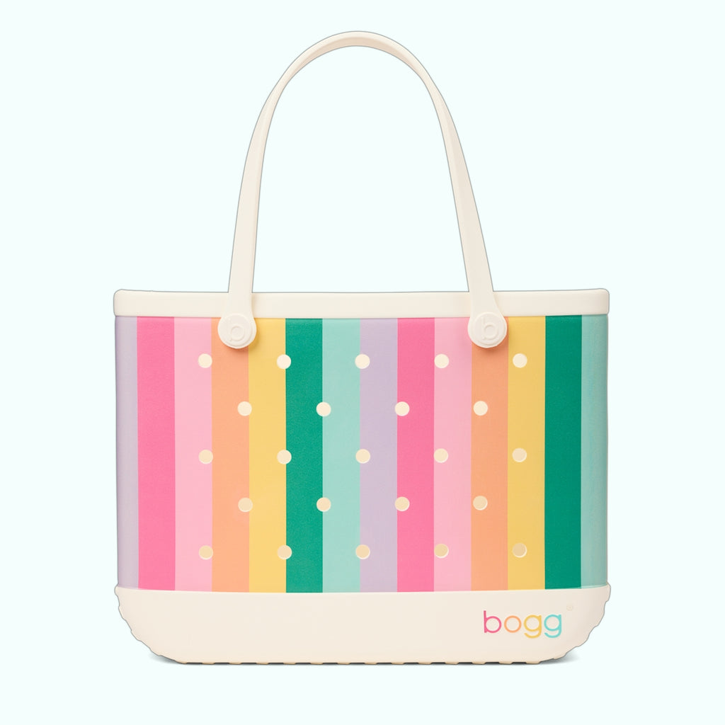 Original Bogg Bag Color Burst Summer Beach Accessories Bag Large Capacity Tip Resistant with Reinforced Handles for Picnic Days Travel Organizer Vacation Essentials for Women