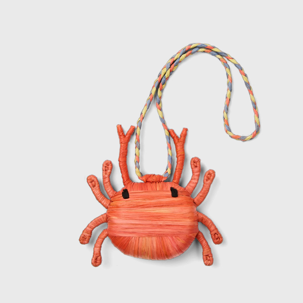 Bogg'd & Charmed Raffia Crab Coastal Travel Beach Bag Stylish Washable Reinforced Grip Handles for Family Trips