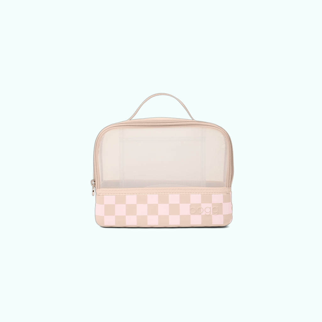 Boggs N' Ends Checkered Linen/ Pink Marshmallow Sunshine Travel Organizer Portable Oversized Easy Maintenance Surface for Weekend Travel