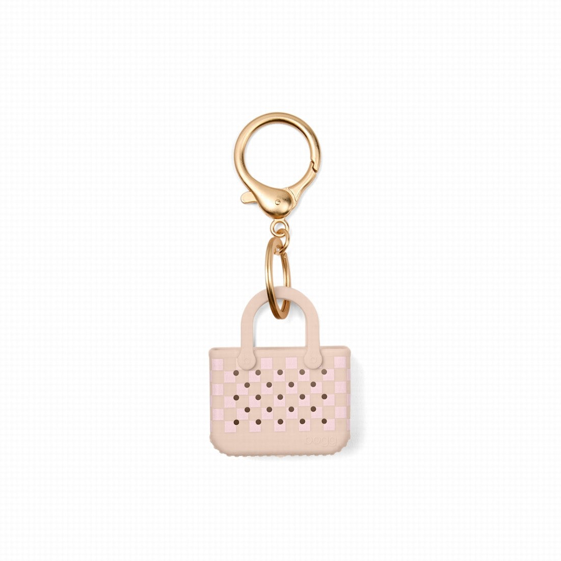 Tiny Tote Keychain Checkered Linen/ Pink Marshmallow Family Holiday Beach Organizer Stylish Sandproof Adjustable Shoulder Strap for Boat Excursions