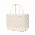 Original Bogg Bag Checkered Coconut/Mushroom Beach Club Waterproof Tote Portable Waterproof Easy Maintenance Surface for Family Trips