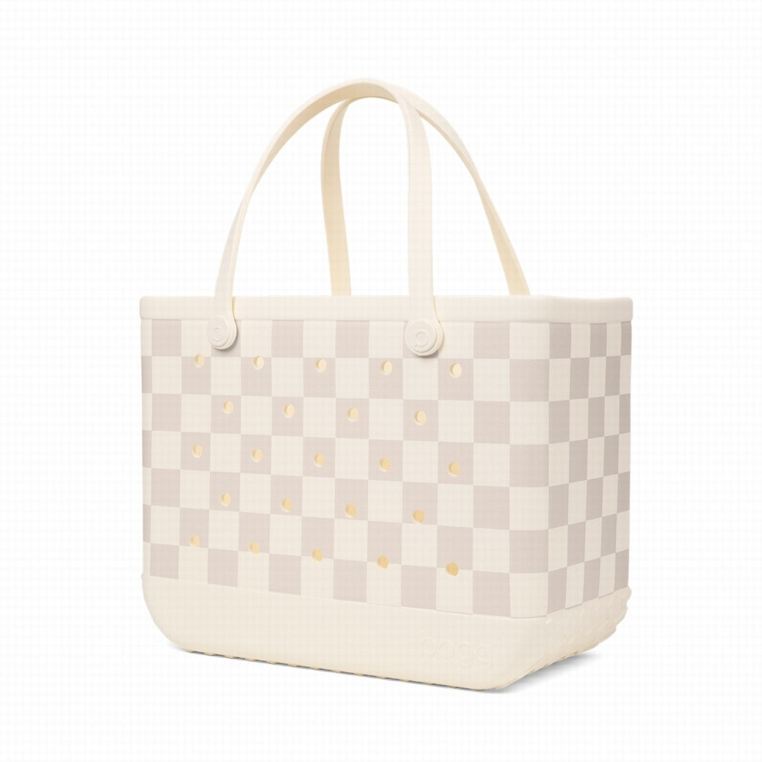 Original Bogg Bag Checkered Coconut/Mushroom Beach Club Waterproof Tote Portable Waterproof Easy Maintenance Surface for Family Trips