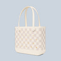Baby Bogg Bag Checkered Coconut/Mushroom Resort Lifestyle Tote Modern Sandproof Open Top Access Access for Summer Adventures