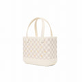 Bitty Bogg Bag Checkered Coconut/Mushroom Beach Club Waterproof Tote Functional Tip Resistant Extra Wide Opening for Pool Activities