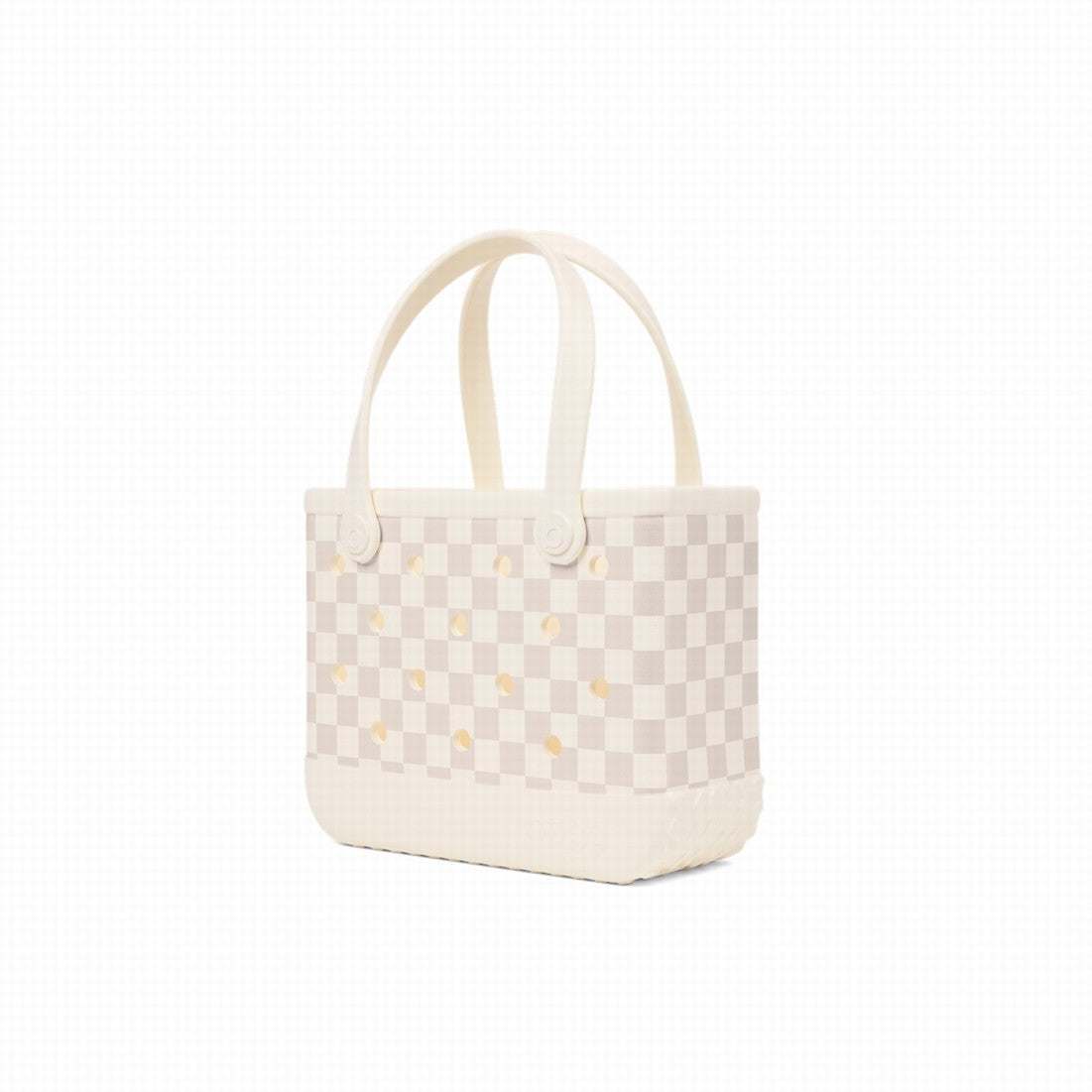 Bitty Bogg Bag Checkered Coconut/Mushroom Beach Club Waterproof Tote Functional Tip Resistant Extra Wide Opening for Pool Activities