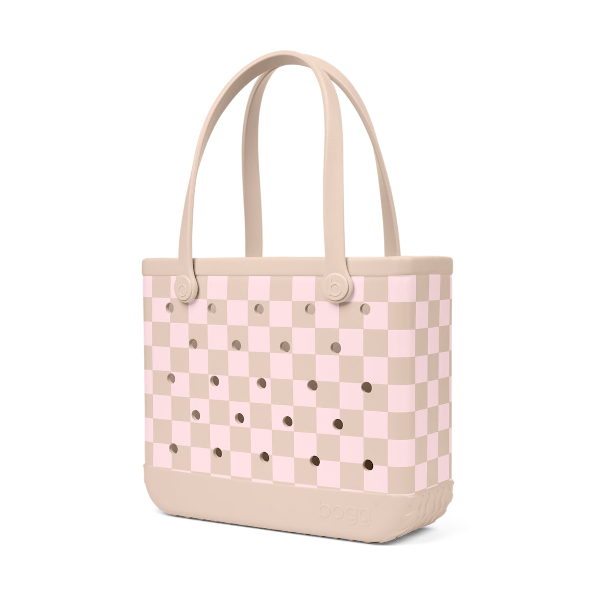 Baby Bogg Bag Checkered Linen/ Pink Marshmallow Family Fun Day Tote Premium Easy Clean Waterproof Phone Pouch Included for Outdoor Sports