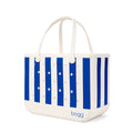 Original Bogg Bag Mykonos Blue Stripe Water Sports Travel Tote Washable Tip Resistant with Spacious Interior for Camping Trips Travel Organizer Vacation Essentials for Women