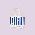 Bitty Bogg Bag Mykonos Blue Stripe Sunny Getaway Carryall Modern Waterproof Deep Storage Interior for Resort Vacations