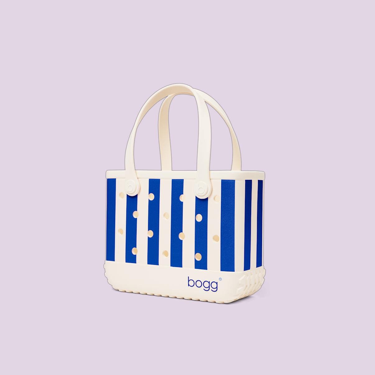 Bitty Bogg Bag Mykonos Blue Stripe Sunny Getaway Carryall Modern Waterproof Deep Storage Interior for Resort Vacations