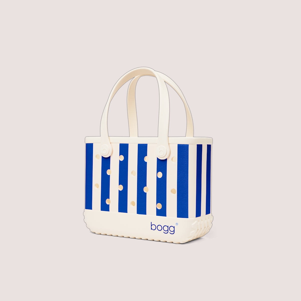 Bitty Bogg Bag Mykonos Blue Stripe Waterproof EVA Beach Tote Bag Lightweight Tip Resistant with Easy Clean Surface for Beach Vacation Travel Organizer Vacation Essentials for Women