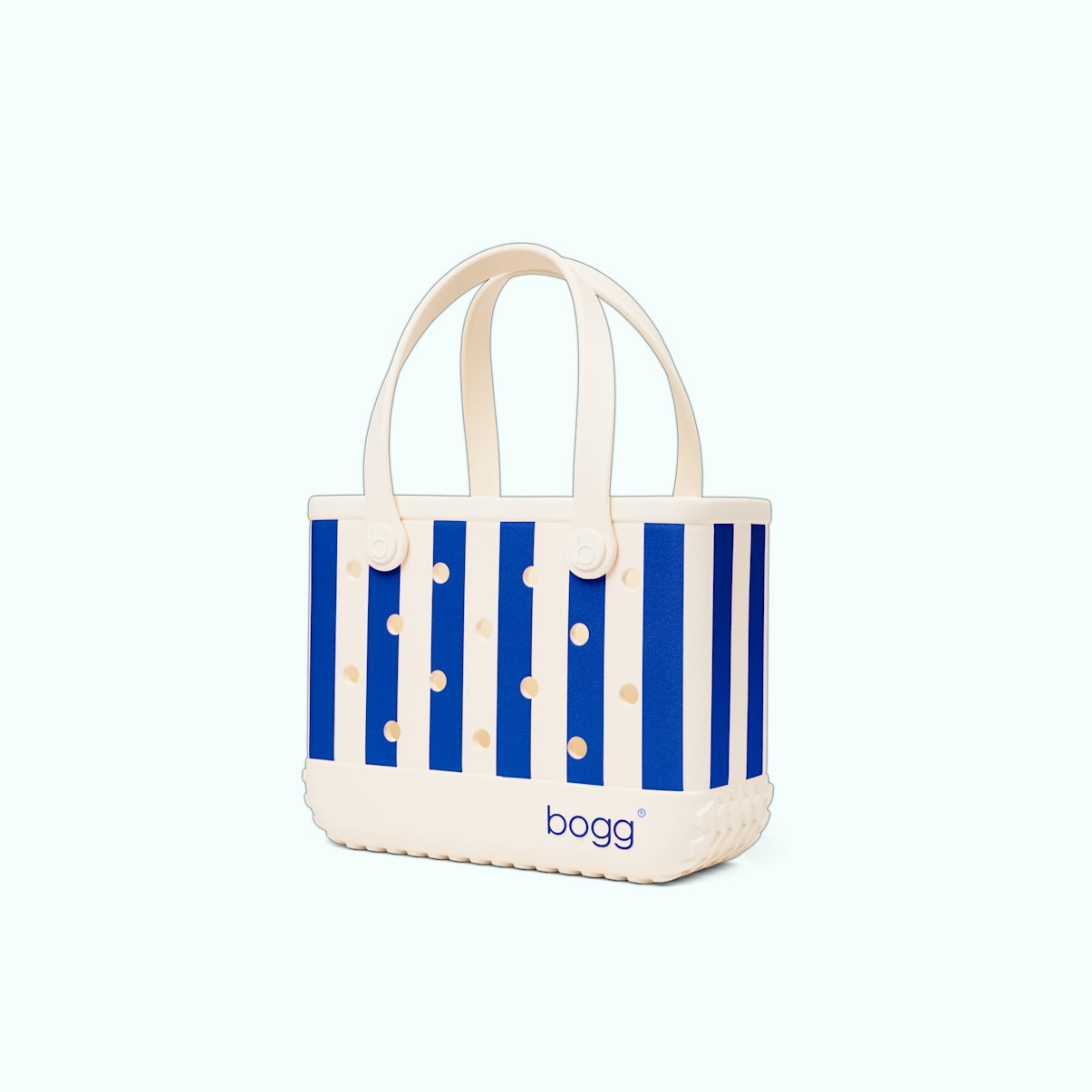 Bitty Bogg Bag Mykonos Blue Stripe Large Capacity Beach Carryall Large Capacity Washable with Makeup Bag for Outdoor Adventures Travel Organizer Vacation Essentials for Women