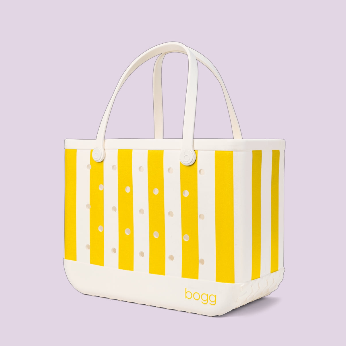 Original Bogg Bag Limoncello Yellow Stripe Family Size Beach Organizer Waterproof Easy Clean with Cosmetic Organizer for Weekend Getaways Travel Organizer Vacation Essentials for Women
