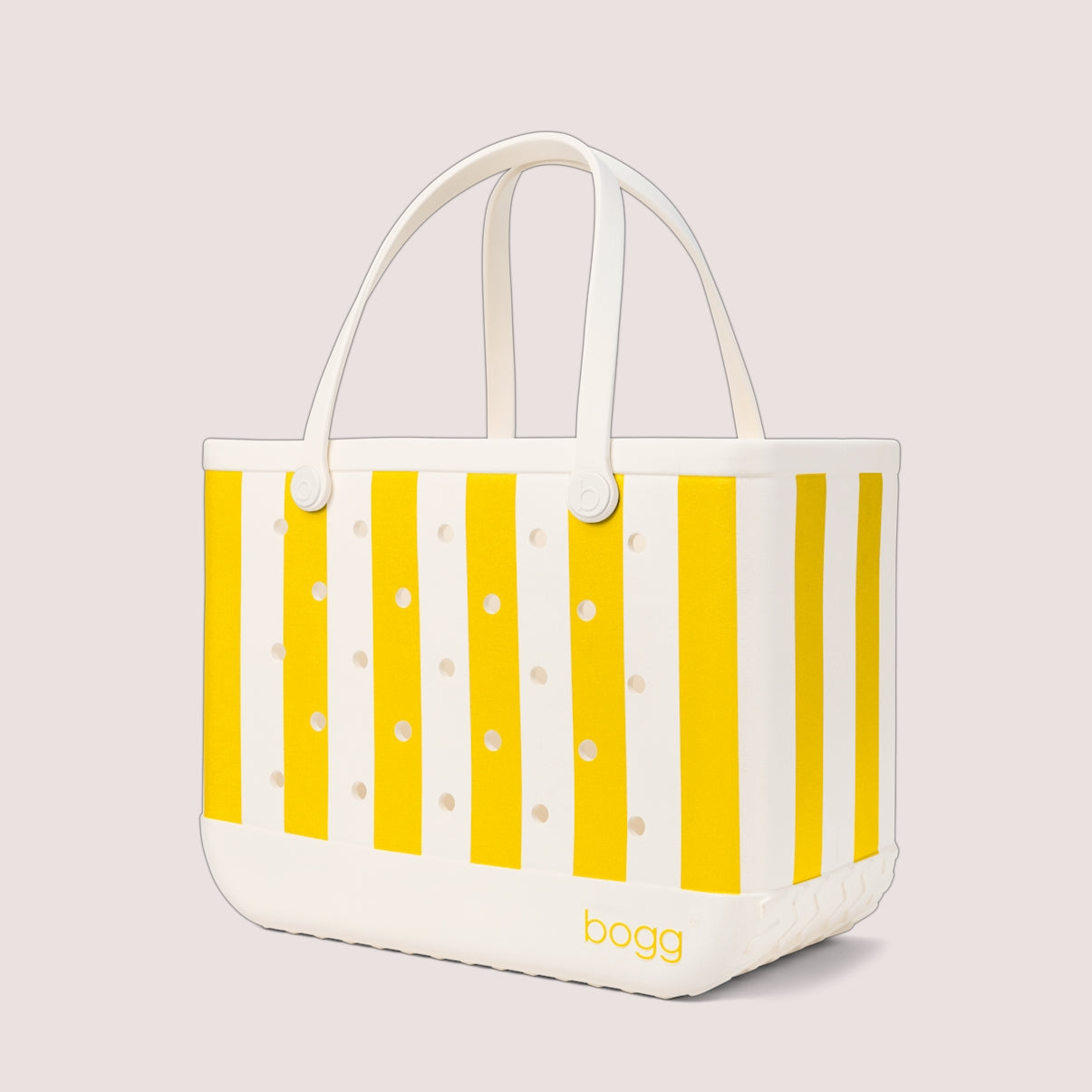 Original Bogg Bag Limoncello Yellow Stripe Sand Resistant Beach Storage Bag Durable Sandproof with Travel Accessory Pouch for Boat Trips Travel Organizer Vacation Essentials for Women