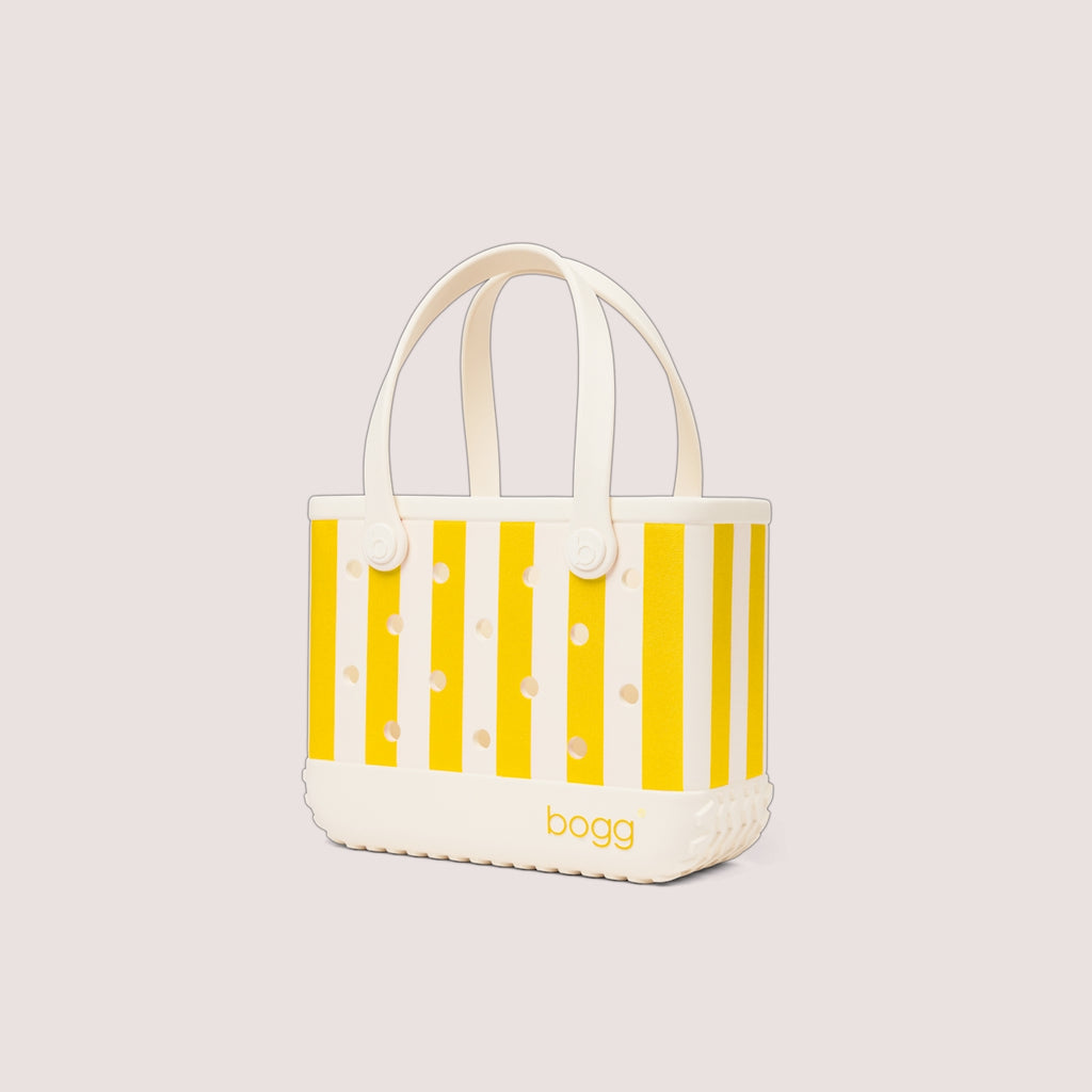 Bitty Bogg Bag Limoncello Yellow Stripe Waterproof EVA Beach Tote Bag Lightweight Tip Resistant with Cosmetic Organizer for Cruise Travel Travel Organizer Vacation Essentials for Women