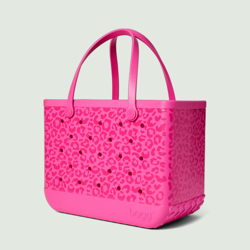 Original Bogg Bag Purrr fectly Pink Leopard Boat Trip Waterproof Tote Tip Resistant Large Capacity with Travel Accessory Pouch for Boat Trips Travel Organizer Vacation Essentials for Women