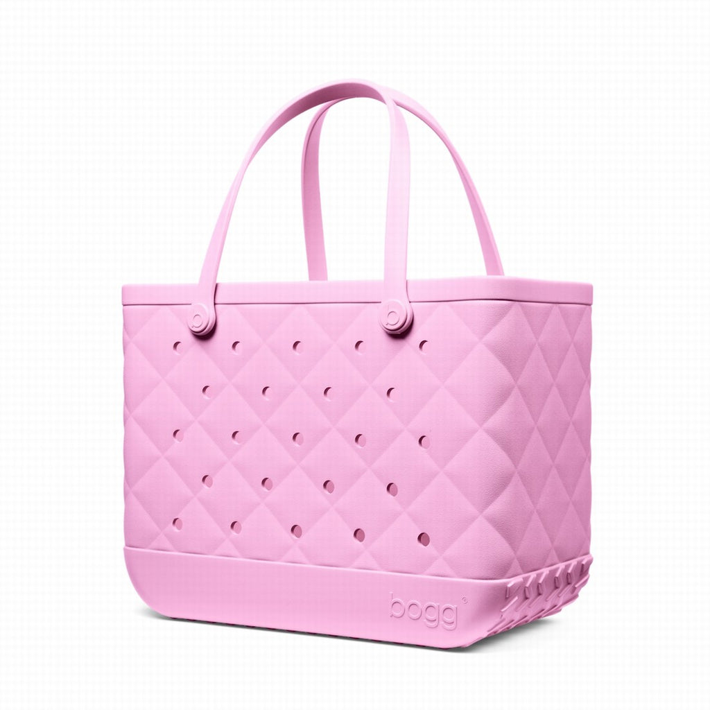 Original Bogg Bag Quilted Pink Taffy Family Beach Day Carryall Durable Oversized with Easy Clean Surface for Picnic Days Travel Organizer Vacation Essentials for Women